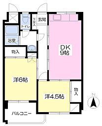第一永井マンション 2DKの間取図画像