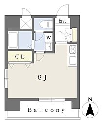 伊予鉄道本町線 本町四丁目駅 徒歩5分の賃貸マンション 11階ワンルームの間取り