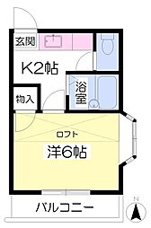 ハイツコーセイ 1Kの間取図画像