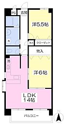 アービア永木 2LDKの間取図画像