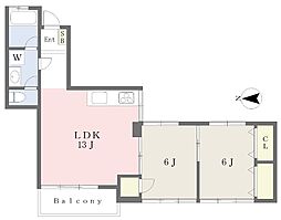 安部ビル 2LDKの間取図画像