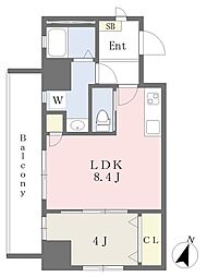 メイフェアステーションフロントプレミアム 1LDKの間取図画像