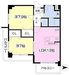 メゾンMB喜与町 2LDKの間取図画像