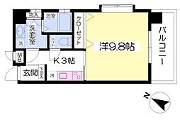 グラン永木 1Kの間取図画像