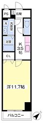 フィオーレヒデ 1Kの間取図画像