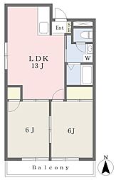 オックスフォードサーカス河原町 2LDKの間取図画像
