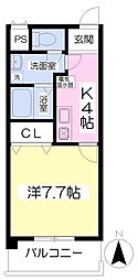 シェレナ北藤原 1Kの間取図画像