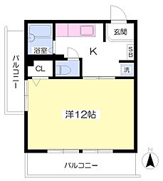 日商ハイツ 1Kの間取図画像