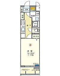 αプレミアム松末 504 5階1Kの間取り
