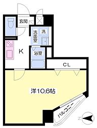ミッキーロイヤル勝山 5階1Kの間取り