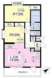 ルネスアヴェニール 2LDKの間取図画像