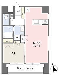 アスエリア大濠公園 1LDKの間取図画像