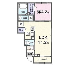 クァイエット・リブB 1LDKの間取図画像