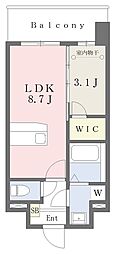 ルーチェフェリス・レジデンス竹下 1LDKの間取図画像