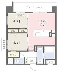 ルーチェフェリス・レジデンス竹下 2LDKの間取図画像