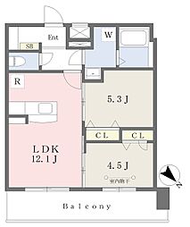 ルーチェフェリス・レジデンス竹下 2LDKの間取図画像