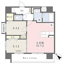 ルーチェフェリス・レジデンス竹下 2LDKの間取図画像
