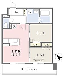 ルーチェフェリス・レジデンス竹下 2LDKの間取図画像