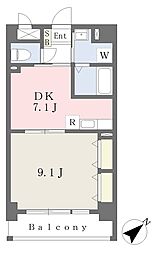 プレミール中村 1DKの間取図画像
