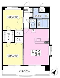 Assolate吉塚 2LDKの間取図画像