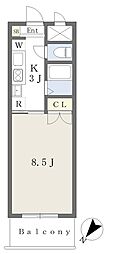 カーサ・ヴェルデ博多駅南 1Kの間取図画像