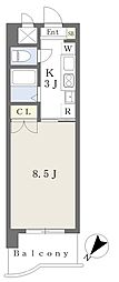 カーサ・ヴェルデ博多駅南 1Kの間取図画像