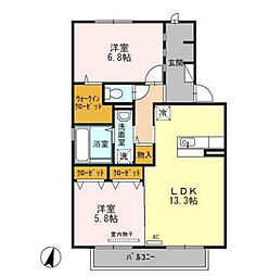 セゾンランタナ2A 2LDKの間取図画像