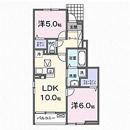 JR豊肥本線 東海学園前駅 徒歩13分の賃貸アパート 1階2LDKの間取り