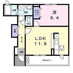 熊本電気鉄道 黒石駅 徒歩5分の賃貸アパート 1階1LDKの間取り