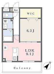 カリーノ杉水 3階1LDKの間取り