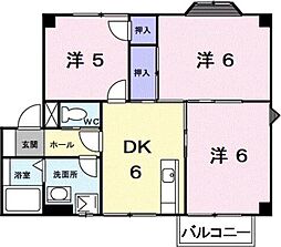 JR豊肥本線 東海学園前駅 徒歩7分の賃貸アパート 2階3DKの間取り