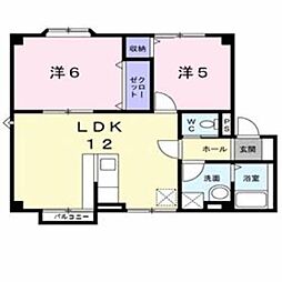 JR豊肥本線 東海学園前駅 徒歩7分の賃貸アパート 2階2LDKの間取り