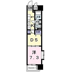 熊本市電A系統 河原町駅 徒歩1分の賃貸マンション 2階1DKの間取り