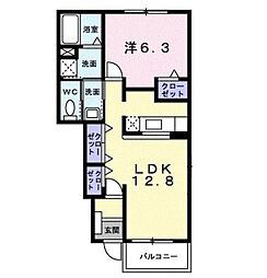 熊本市電A系統 神水交差点駅 徒歩23分の賃貸アパート 1階1LDKの間取り