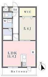 熊本電気鉄道 新須屋駅 徒歩10分の賃貸マンション 2階1LDKの間取り