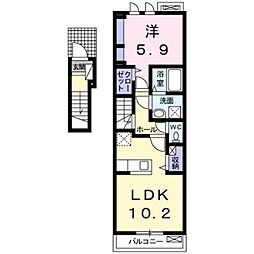 JR豊肥本線 東海学園前駅 バス11分 帯山9丁目下車 徒歩5分の賃貸アパート 2階1LDKの間取り