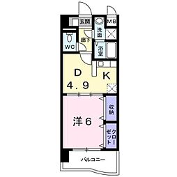 JR豊肥本線 東海学園前駅 徒歩13分の賃貸マンション 6階1DKの間取り