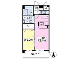 エクセラン光の森 1LDKの間取図画像