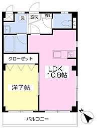 ベルレージュR 1LDKの間取図画像
