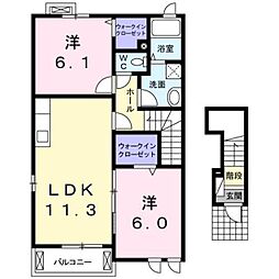 エルフィン三番館 2LDKの間取図画像