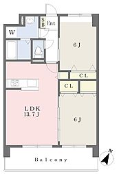 ボナールハイム新外 2LDKの間取図画像