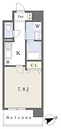 ドゥ・アンディオールファースト 1Kの間取図画像