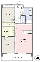 ベルレージュR2 2LDKの間取図画像