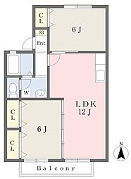セジュール西久保 2LDKの間取図画像