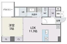 アルティザ博多ミッドシティ 1LDKの間取図画像