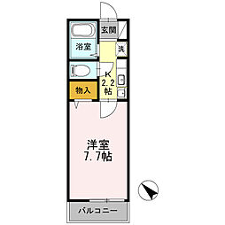 セリバテール太宰府 1Kの間取図画像