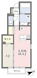 ハピネス東大利 1LDKの間取図画像