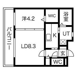 リンデン東薬院 1LDKの間取図画像