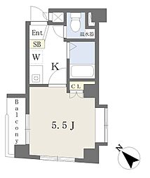 グランドウール高宮 1Kの間取図画像
