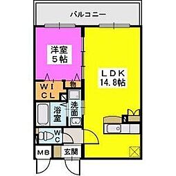シエラハウス 1LDKの間取図画像